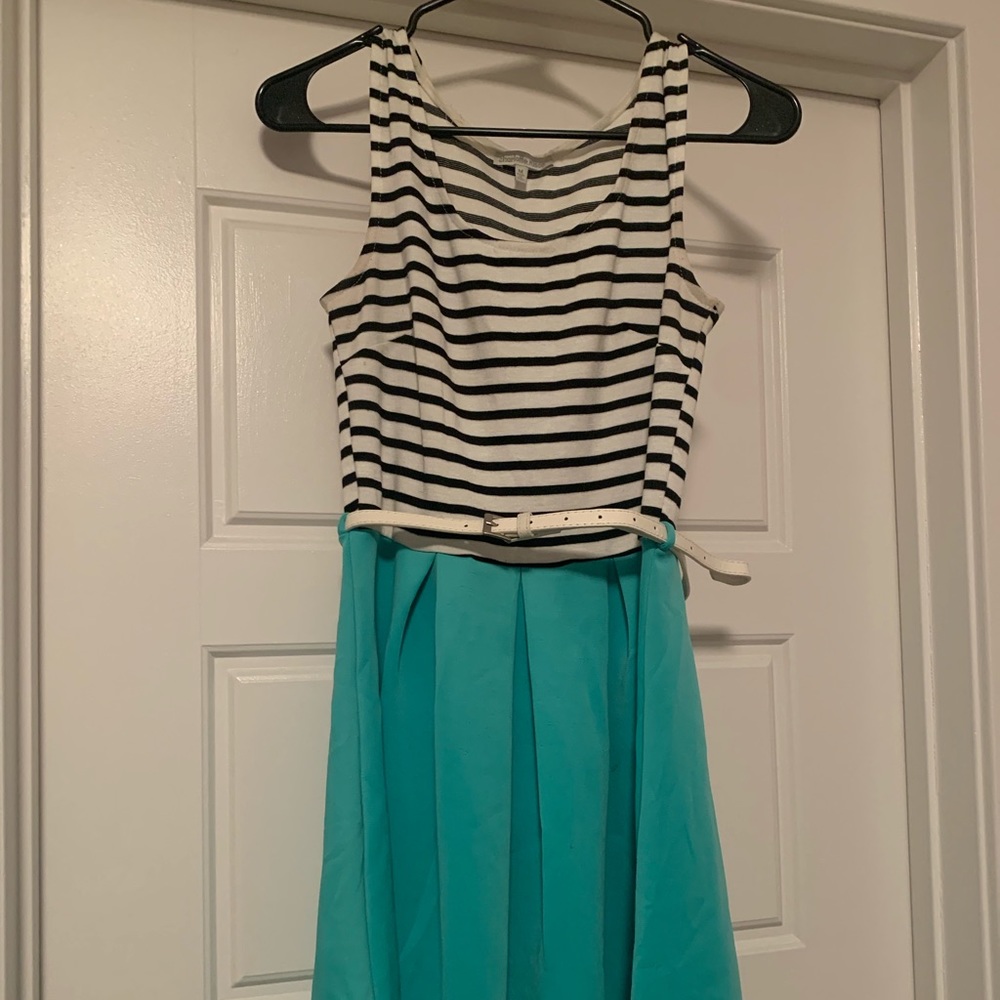 Charlotte Russe mint/striped dress with belt (S)